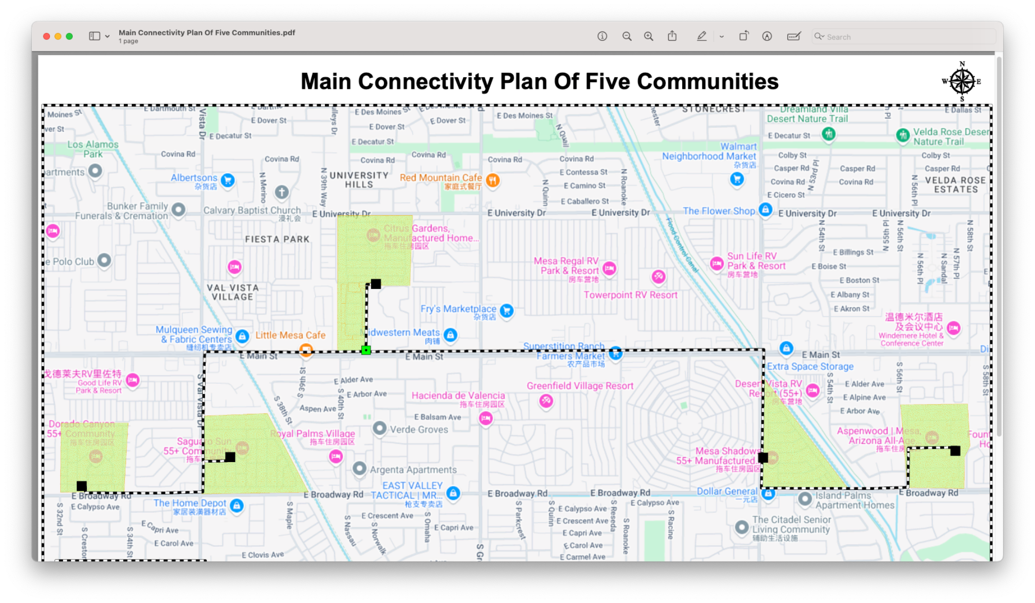 Five-community Arizona footprint map